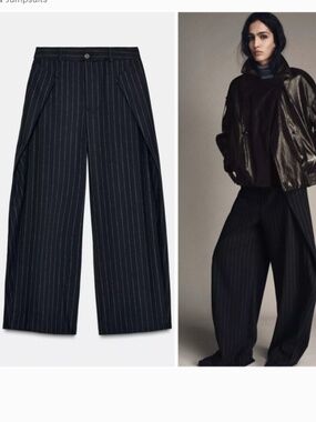 ZARA ZW COLLECTION WOOL PINSTRIPE PANTS - Size M